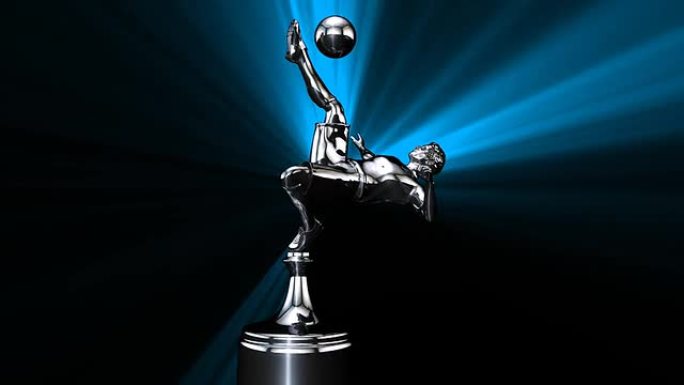 银色足球奖杯3D动画