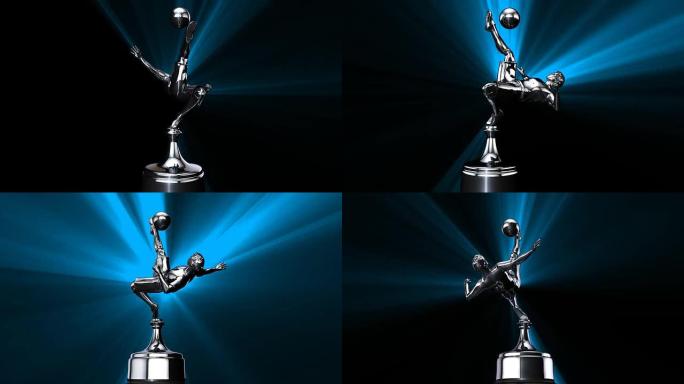银色足球奖杯3D动画