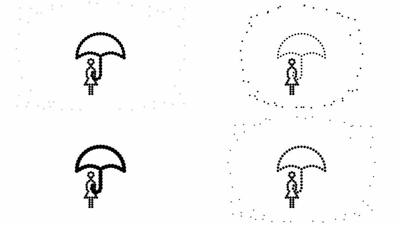 UMBRELLA-女性，纯黑色圆点（LOOP）