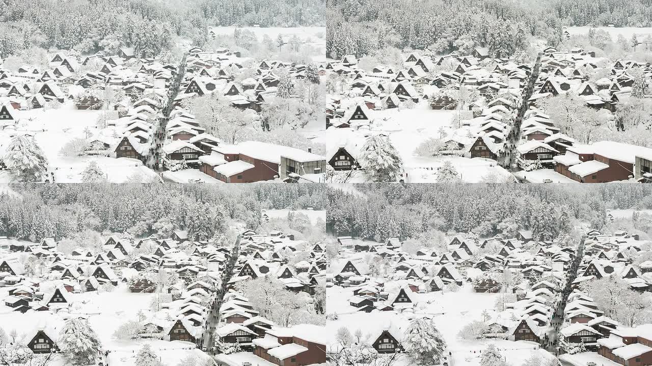 高清空中延时: 沉默的Gassho-Dukuri Gifu，中部世界遗产日本。