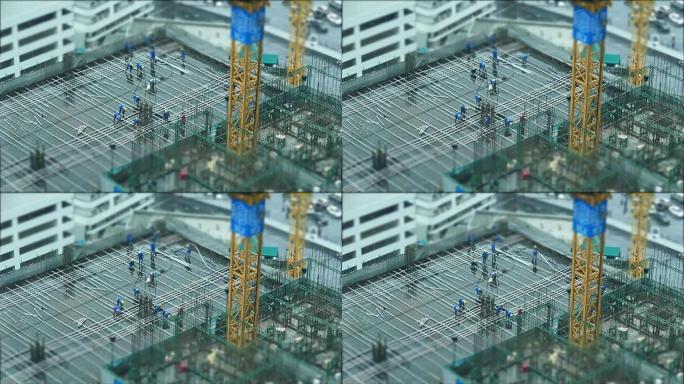 微型施工现场，倾斜移位效果