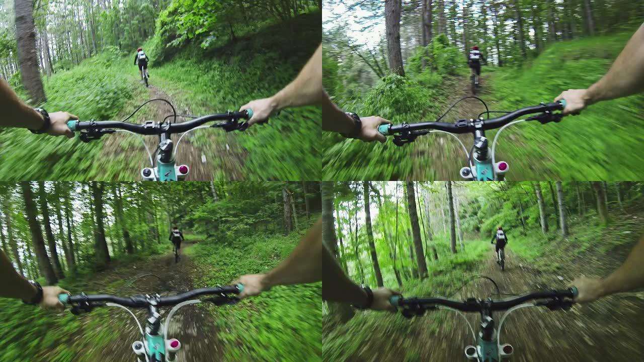 山地自行车视频：森林中的单车道