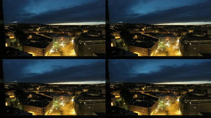 奥斯陆奥斯陆城市夜景延时城市夜晚灯光