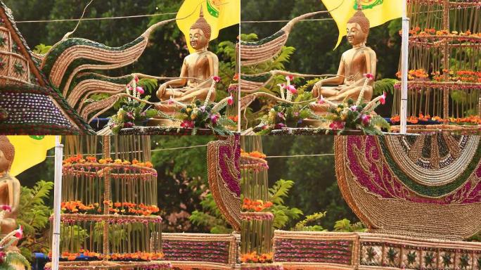 金色佛陀形象东南亚人文文化花车图腾装饰