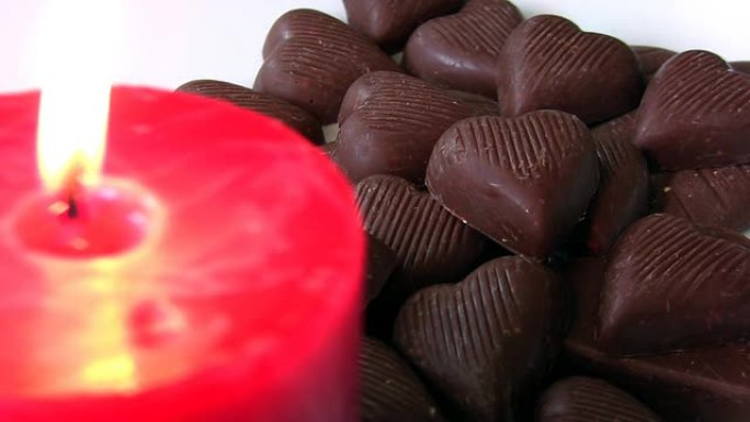 情人节巧克力巧克力实拍烛火