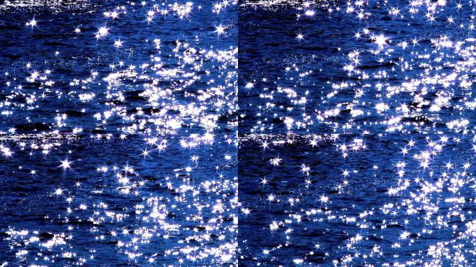 闪闪发光的星星在蓝色的海水上翩翩起舞