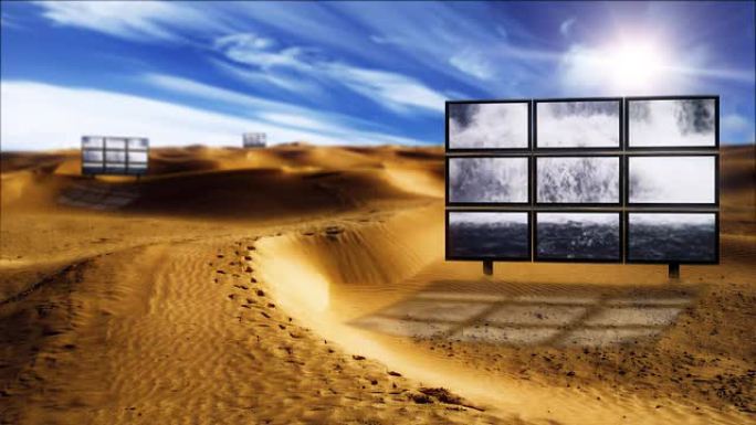 沙漠瀑布沙漠中的大屏幕风沙环境荒漠