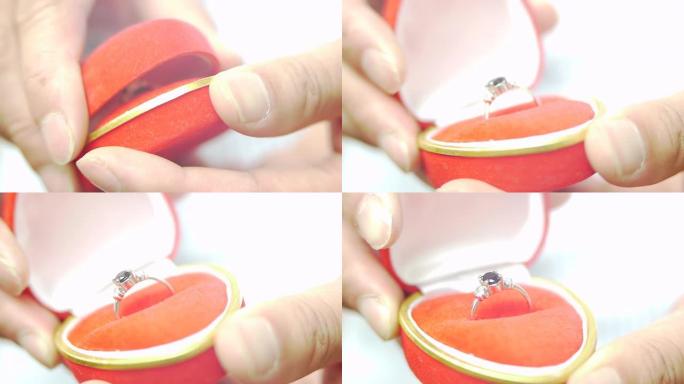 红盒子结婚戒指红盒子结婚戒指求婚婚戒钻戒