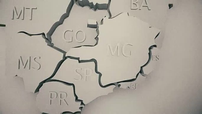 复古巴西地图动画与国家