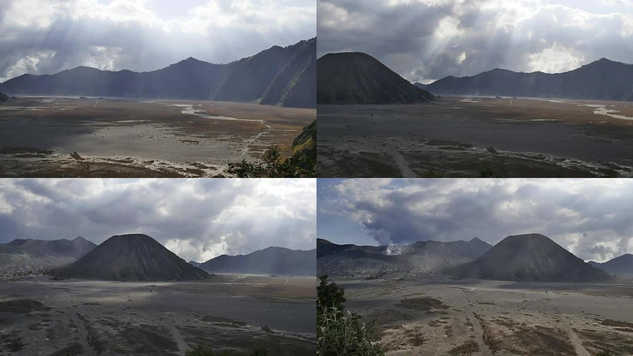 印度尼西亚布罗莫腾格尔塞梅鲁国家公园火山谷的云景时间流逝 (4k)