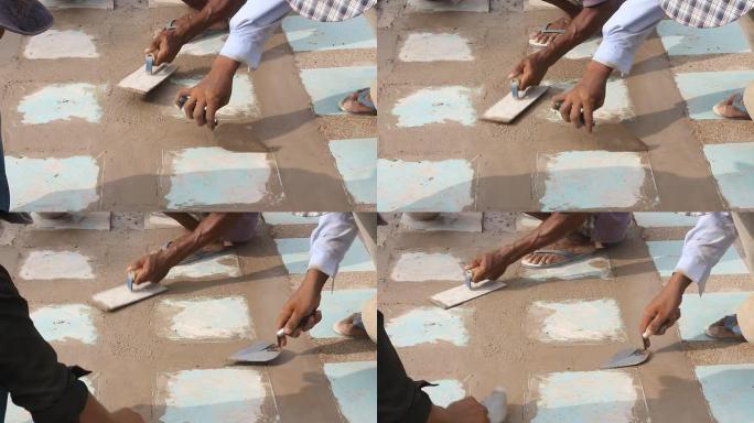 瓷砖安装在地板上