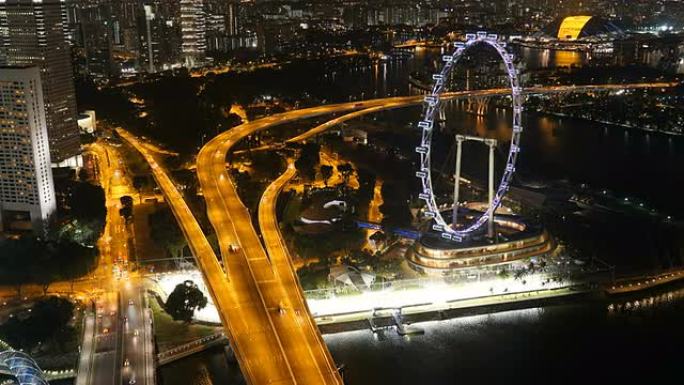 新加坡传单延时摄影车流夜晚