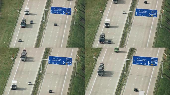 A9高速公路向北飞行-鸟瞰图-萨克森，直升机拍摄，空中视频，cineflex，建立镜头，德国