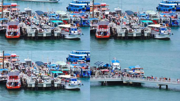 TIMELAPSE渡轮码头旅游活动的两个场景