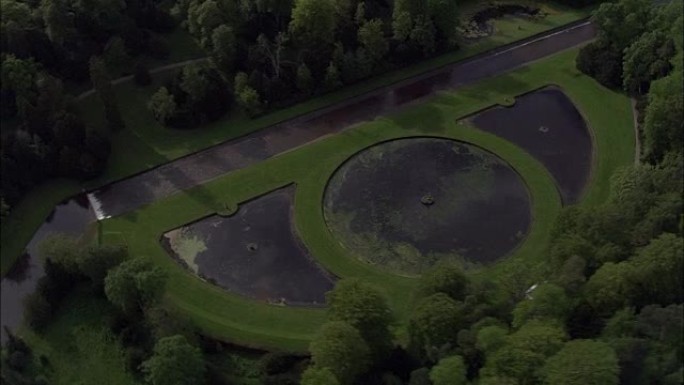 Studley皇家水上花园-鸟瞰图-英格兰，北约克郡，哈罗盖特区，英国