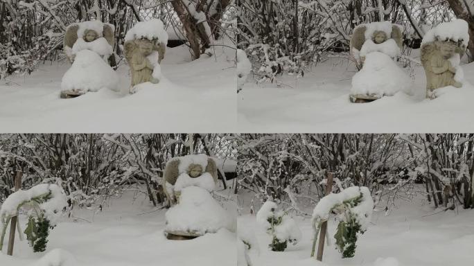 天使在雪地中景拍摄