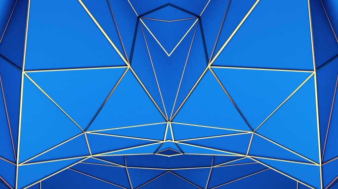 【4K时尚背景】蓝色三角几何图形简约立体