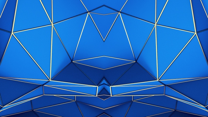 【4K时尚背景】蓝色三角几何图形简约立体