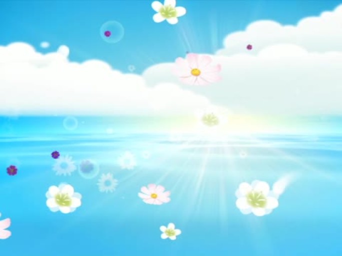梦想。动画中有花、水和云。