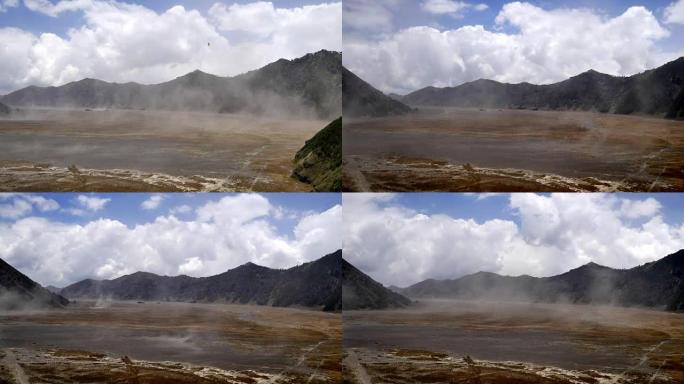 印度尼西亚布罗莫腾格尔塞梅鲁国家公园火山谷的云景时间流逝 (4k)