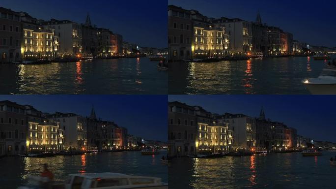 威尼斯，夜晚的大运河