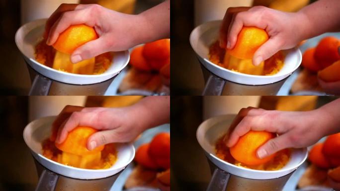 制作橙汁。水果汁视频素材
