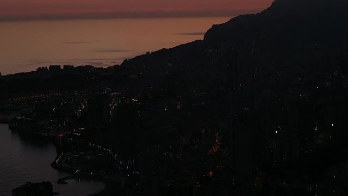 摩纳哥 (蒙特卡洛) 鸟瞰图夜景