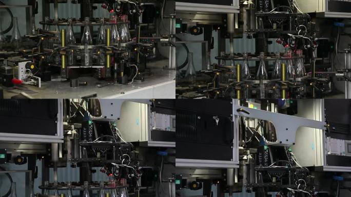 玻璃工厂。检查瓶盖。