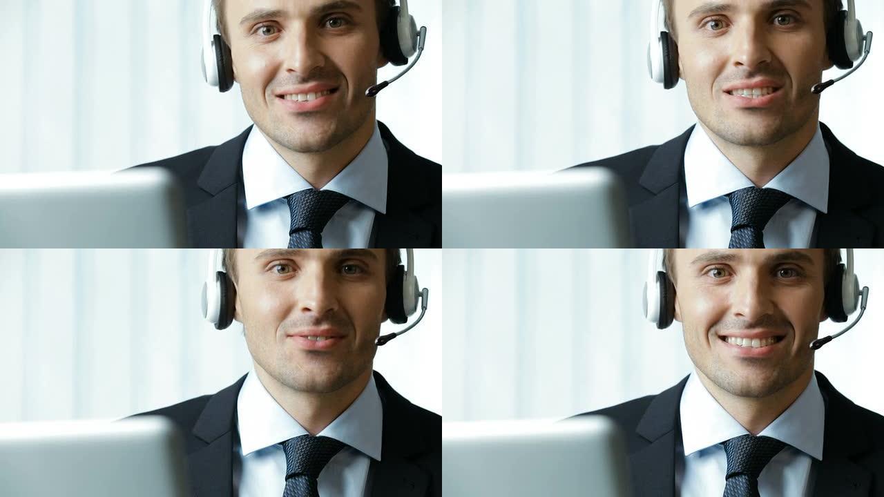 全高清1080p：工作场所的客户支持电话接线员