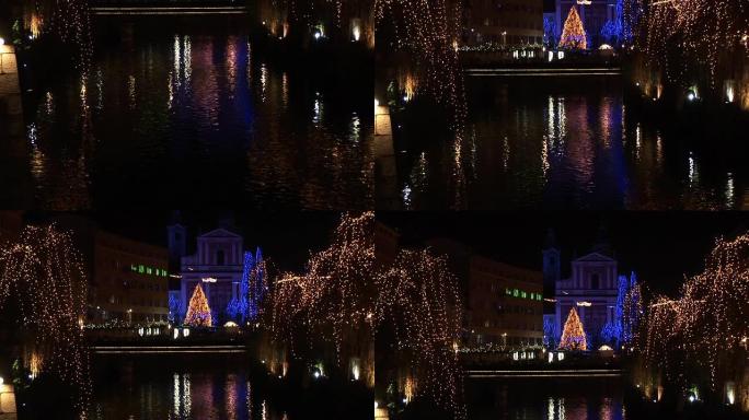 高清: 圣诞灯中的卢布尔雅那