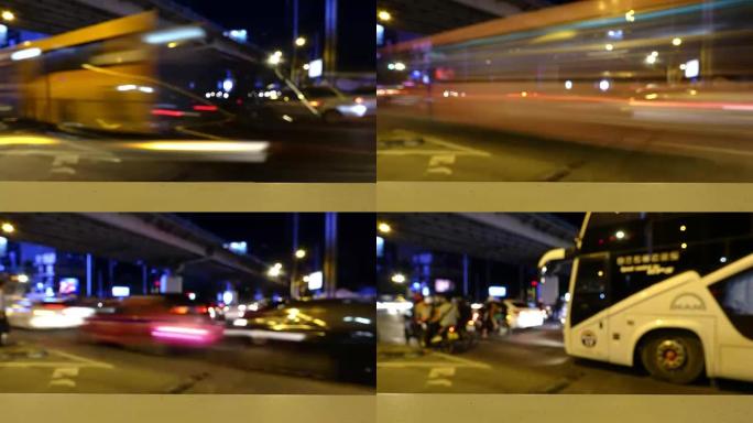 曼谷交通夜景时间流逝
