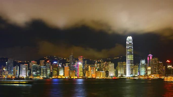 九龙香港金融中心航拍城市维多利亚摩天大楼