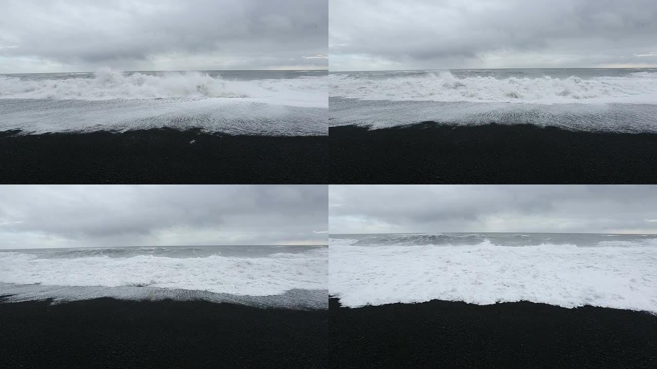 高清：冰岛维京黑海滩巨浪