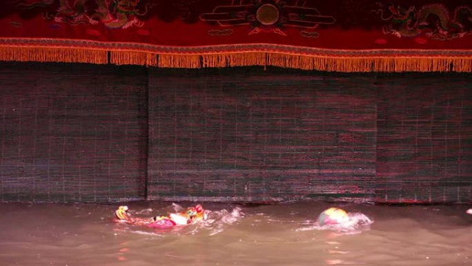 越南河内，金龙水上木偶在水面上跳舞