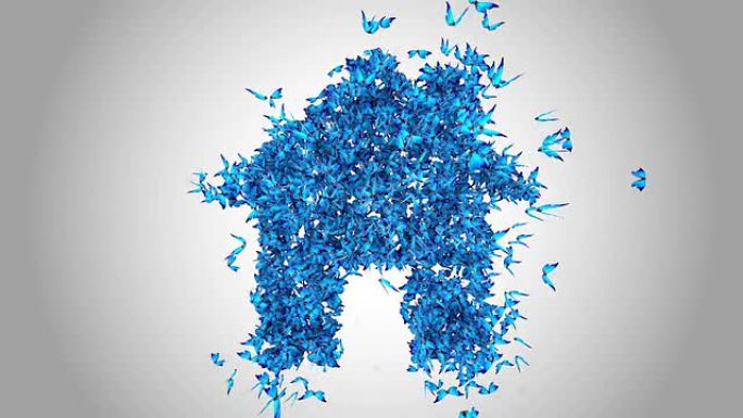 蓝色蝴蝶制作的家居符号-阿尔法