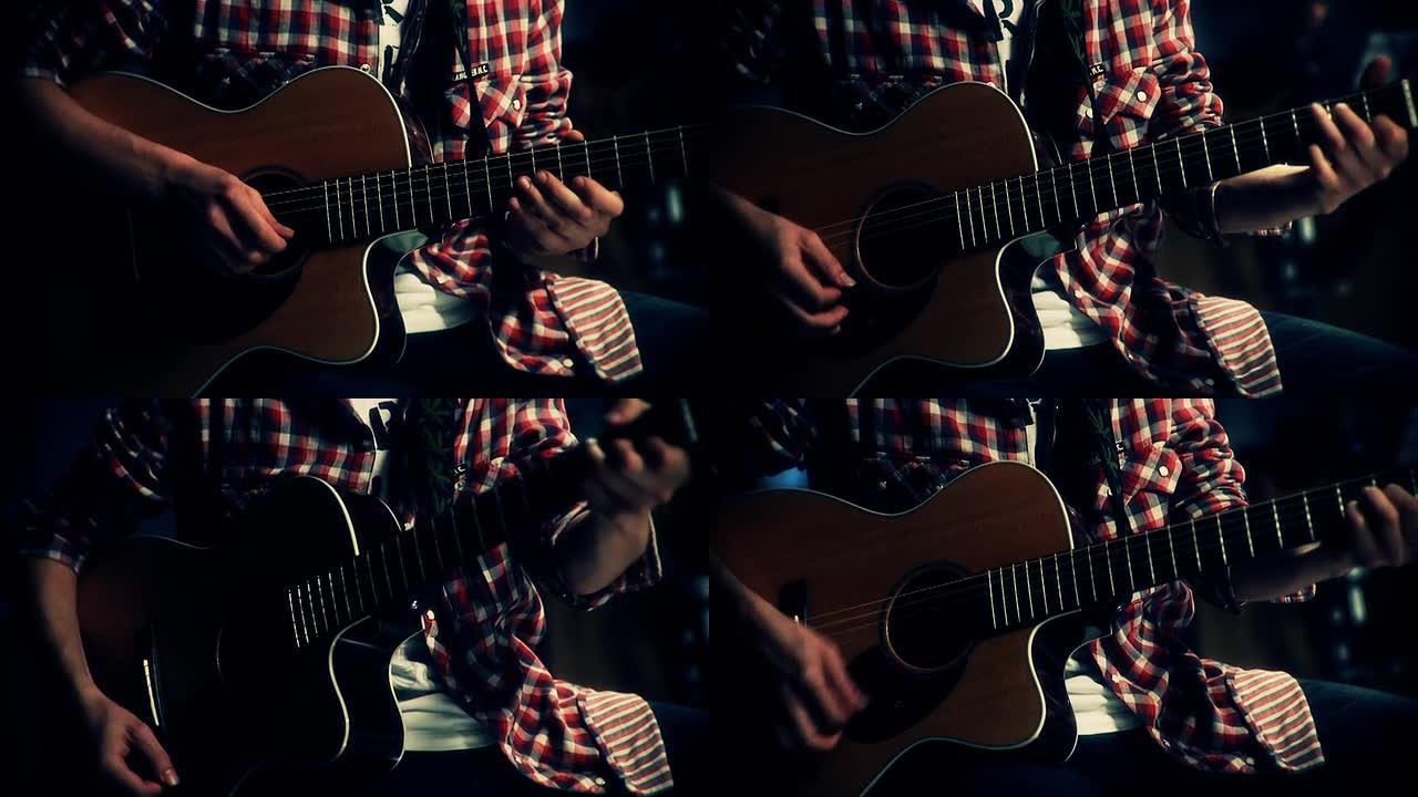 吉他弹奏者视频背景素材技巧独奏演出会演出
