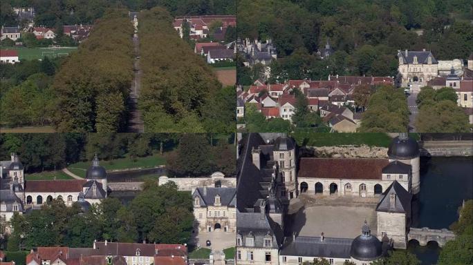 展示坦莱城堡 -- 鸟瞰图 -- 法国阿瓦隆区约讷勃艮第