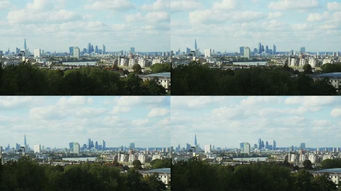 从格林威治公园俯瞰伦敦天际线