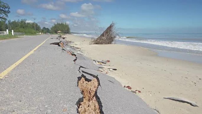 被侵蚀损坏的道路被侵蚀损坏的道路海边