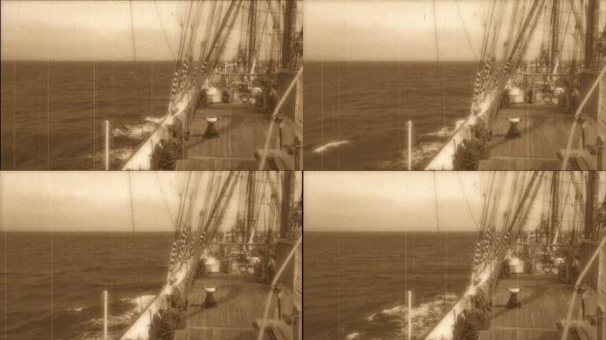 乘坐高大的轮船风格的老电影旅行