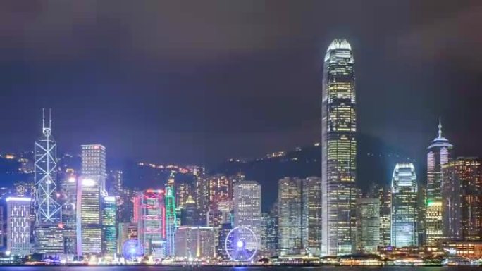延时-香港维多利亚港市景夜景