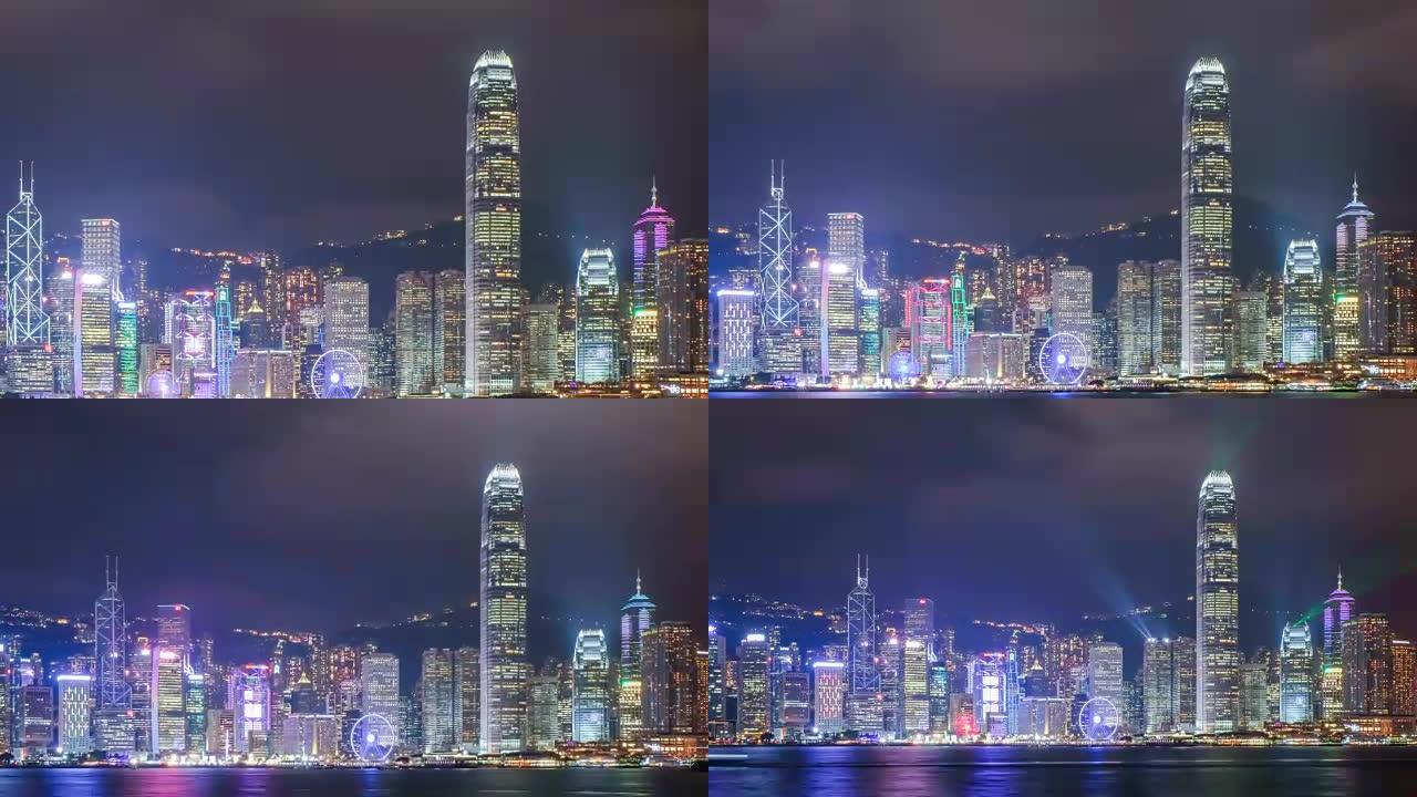 延时-香港维多利亚港市景夜景