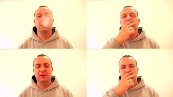男人抽烟实拍视频素材