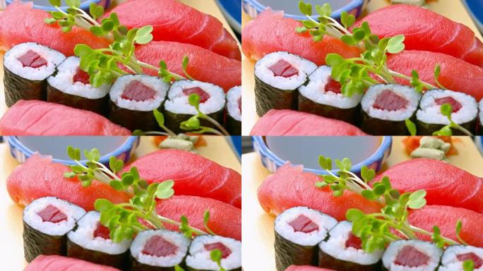 新鲜寿司多莉镜头菜品展示特色美食