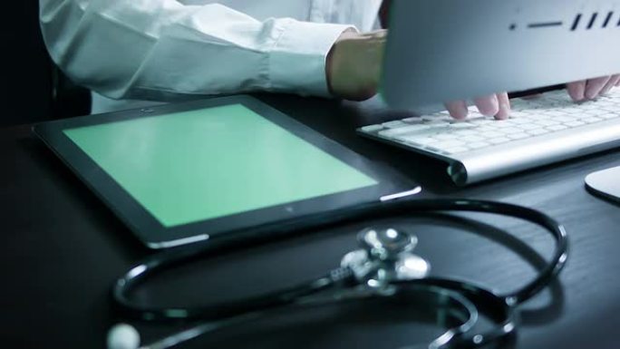 医生用数字平板电脑、Chroma键工作。