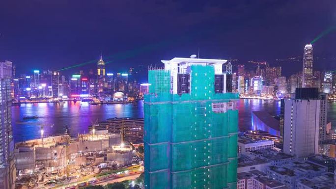 4k延时: 香港维多利亚港的激光表演