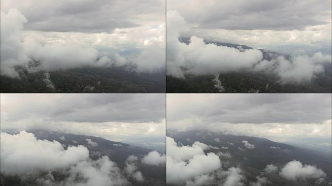 埃特纳火山周围的云建筑-鸟瞰图-西西里岛，卡塔尼亚，米洛，意大利