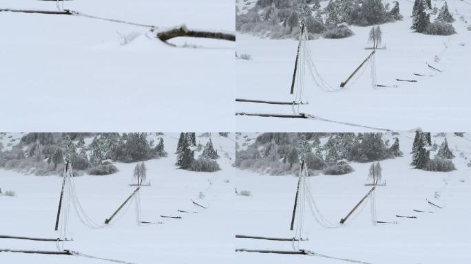 雪中的电线杆断裂天气预报台风天气气象局