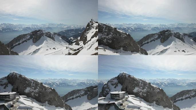从皮拉图斯山俯瞰瑞士阿尔卑斯山雪山