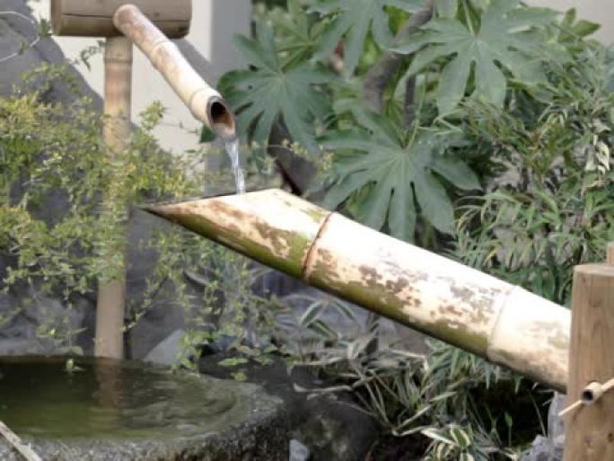 NTSC：日本花园中的竹子喷泉（视频）